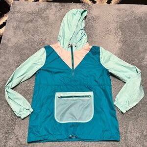 Empyre Colorblock Windbreaker Women Large Jacket Retro 90s Style Pullover Hooded